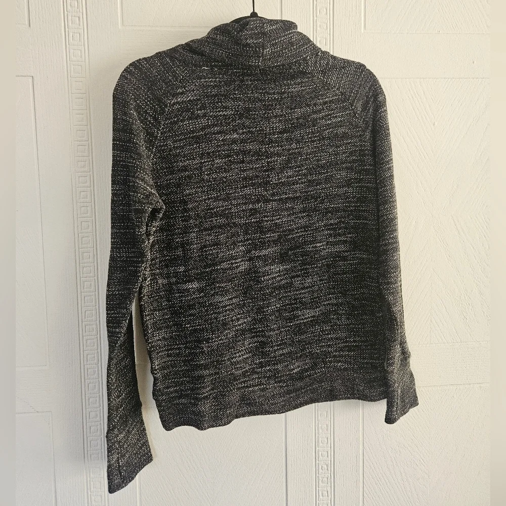 GAP Fit Cotton Blend Black Marled Roll Neck Cropped Sweatshirt Sz XS EUC